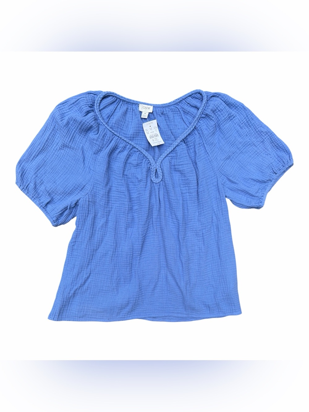 J. Crew Periwinkle Cotton Gauze Peasant Blouse